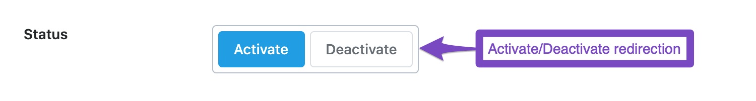 Activate and deactivate redirection