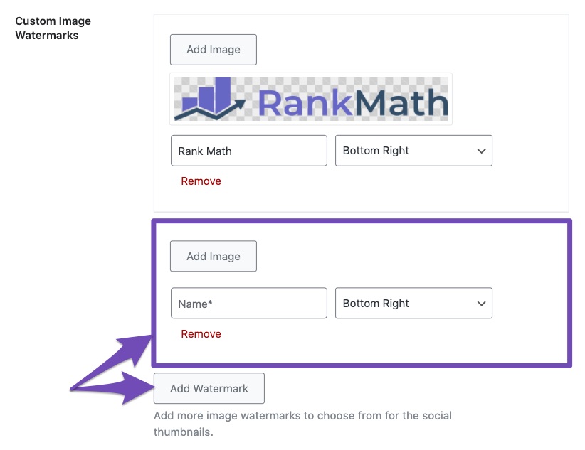 Add Watermark option in Rank Math
