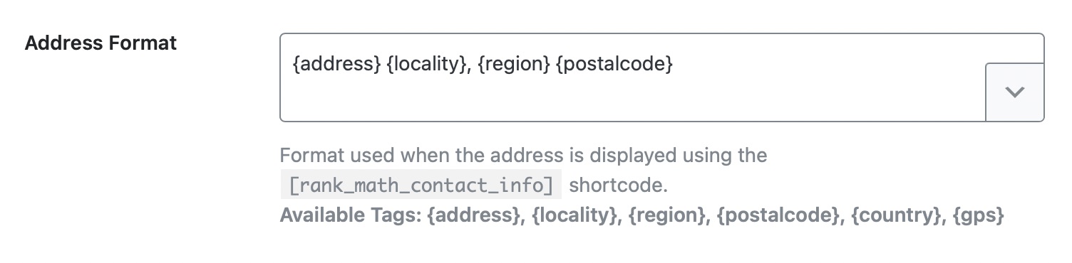 Customize the format of the address