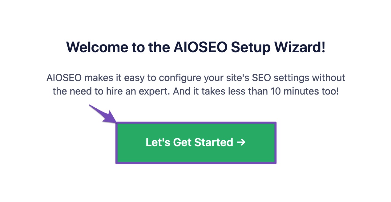 Welcome to All In One SEO pack Setup Wizard