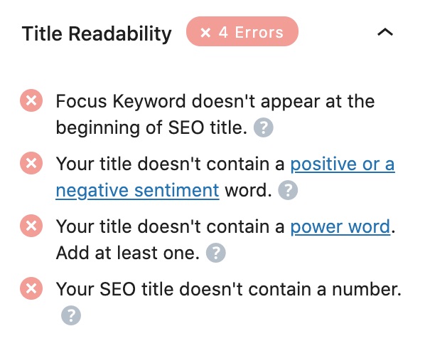 All tests performed in the Title Readability section