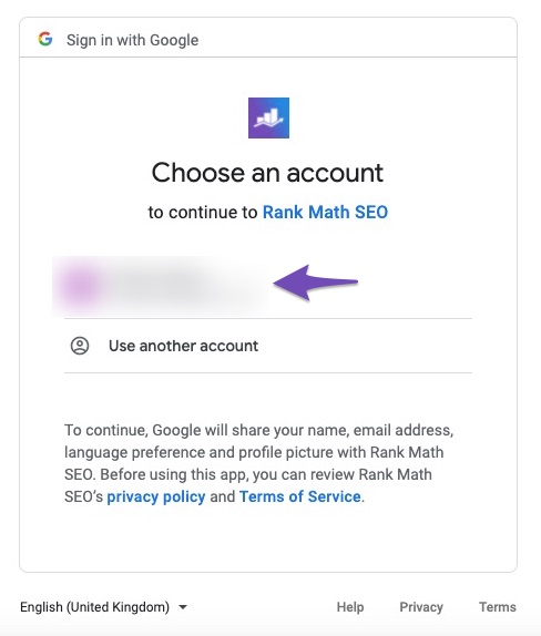 Connect Google account with Rank Math SEO