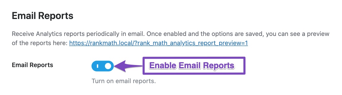 Enable Email Reports