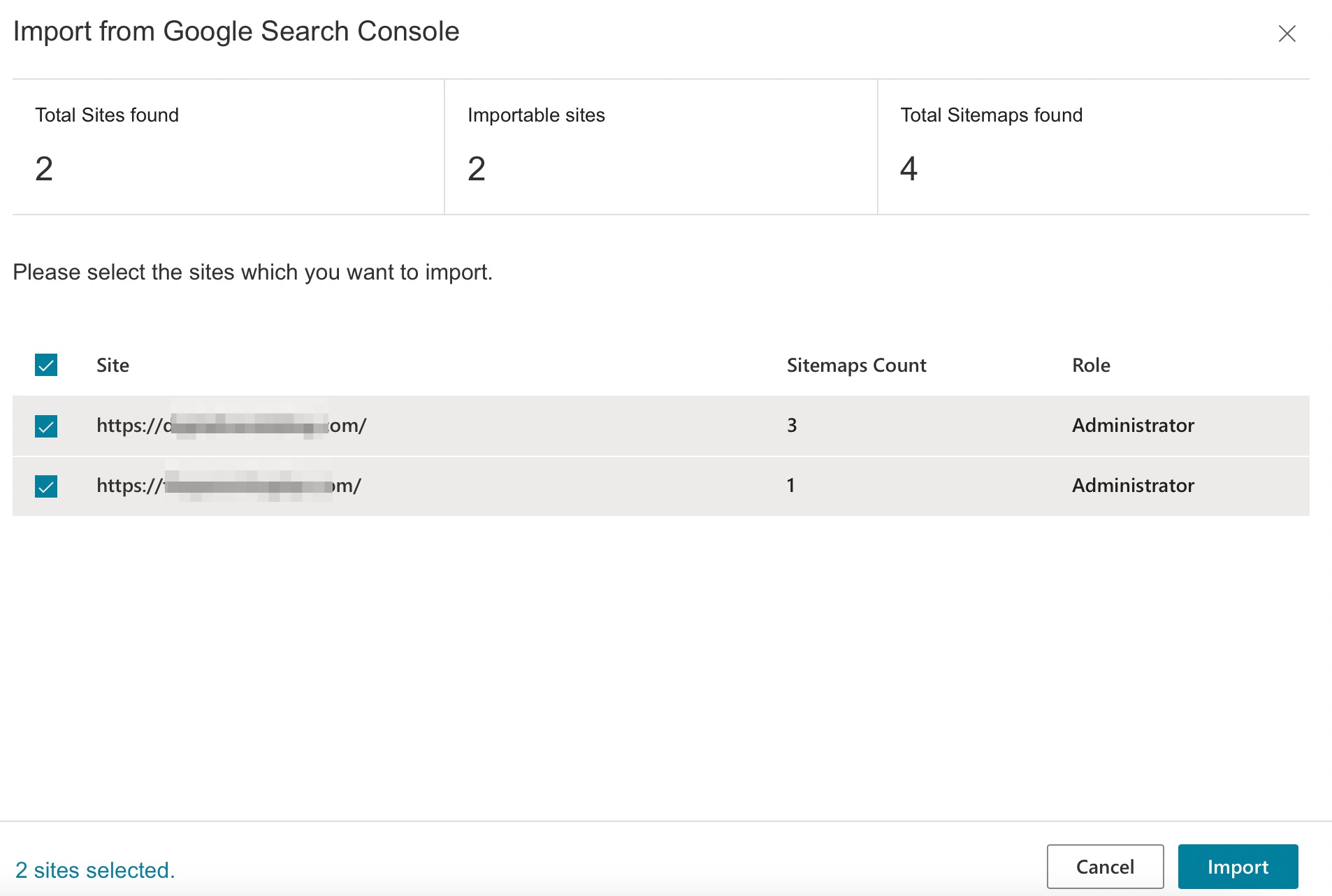 Import from Google Search Console