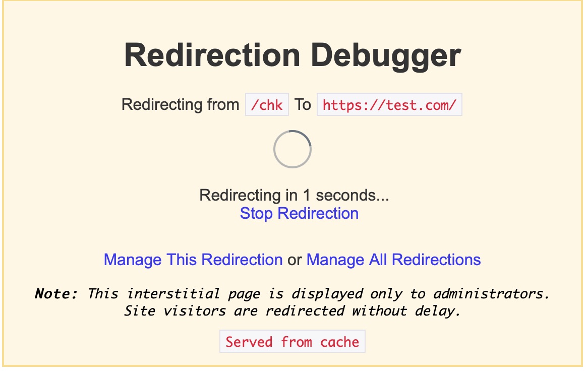redirection debugging intersticial appears