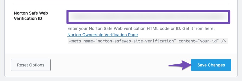 Save Changes - Norton Safe Web Site verification