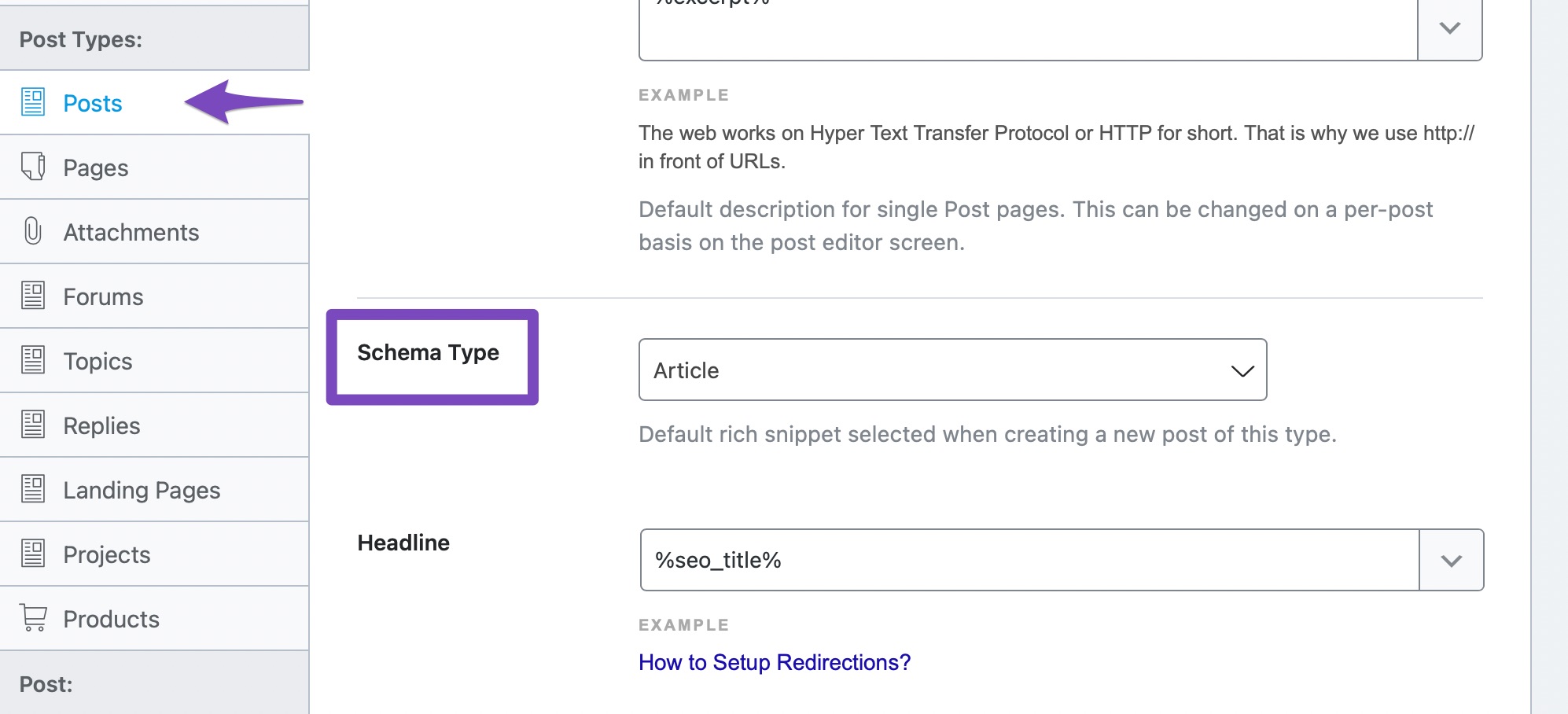 Select Default Schema Type For Posts