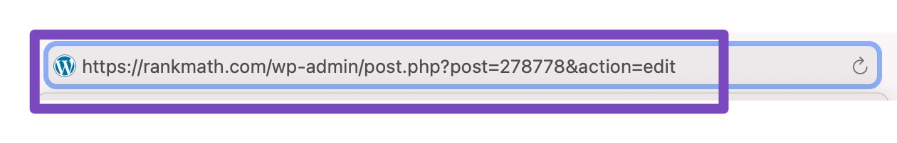 URL of the post in WordPress editor