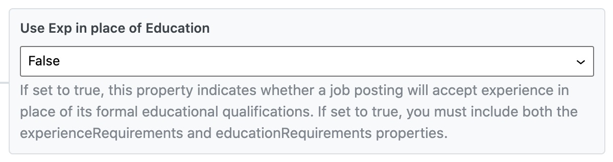 Use Exp in place of Education - Job Posting Schema