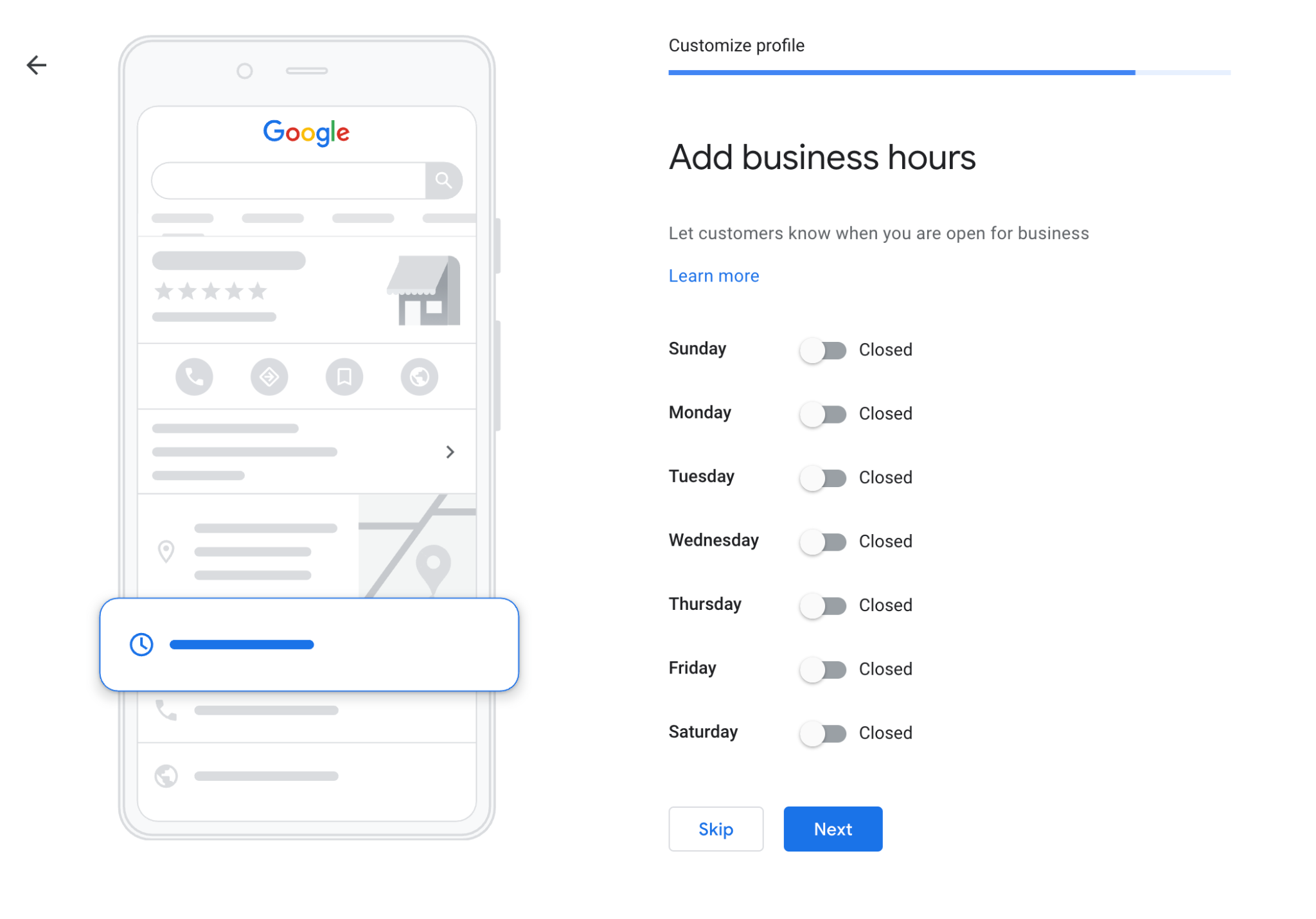 Google My Business Business Hours