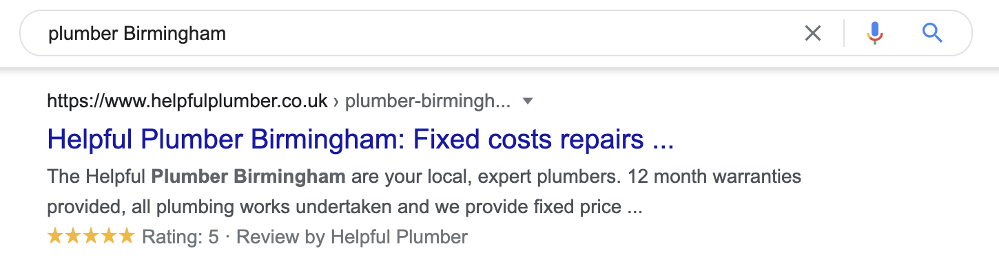 Plumber Birmingham Local Search Results