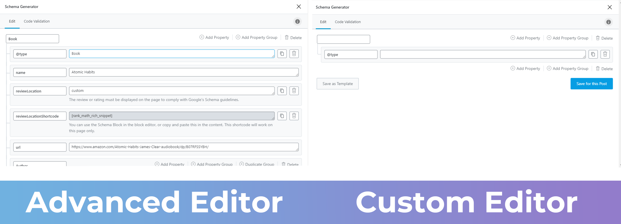 Similarity Between Advanced And Custom Editor